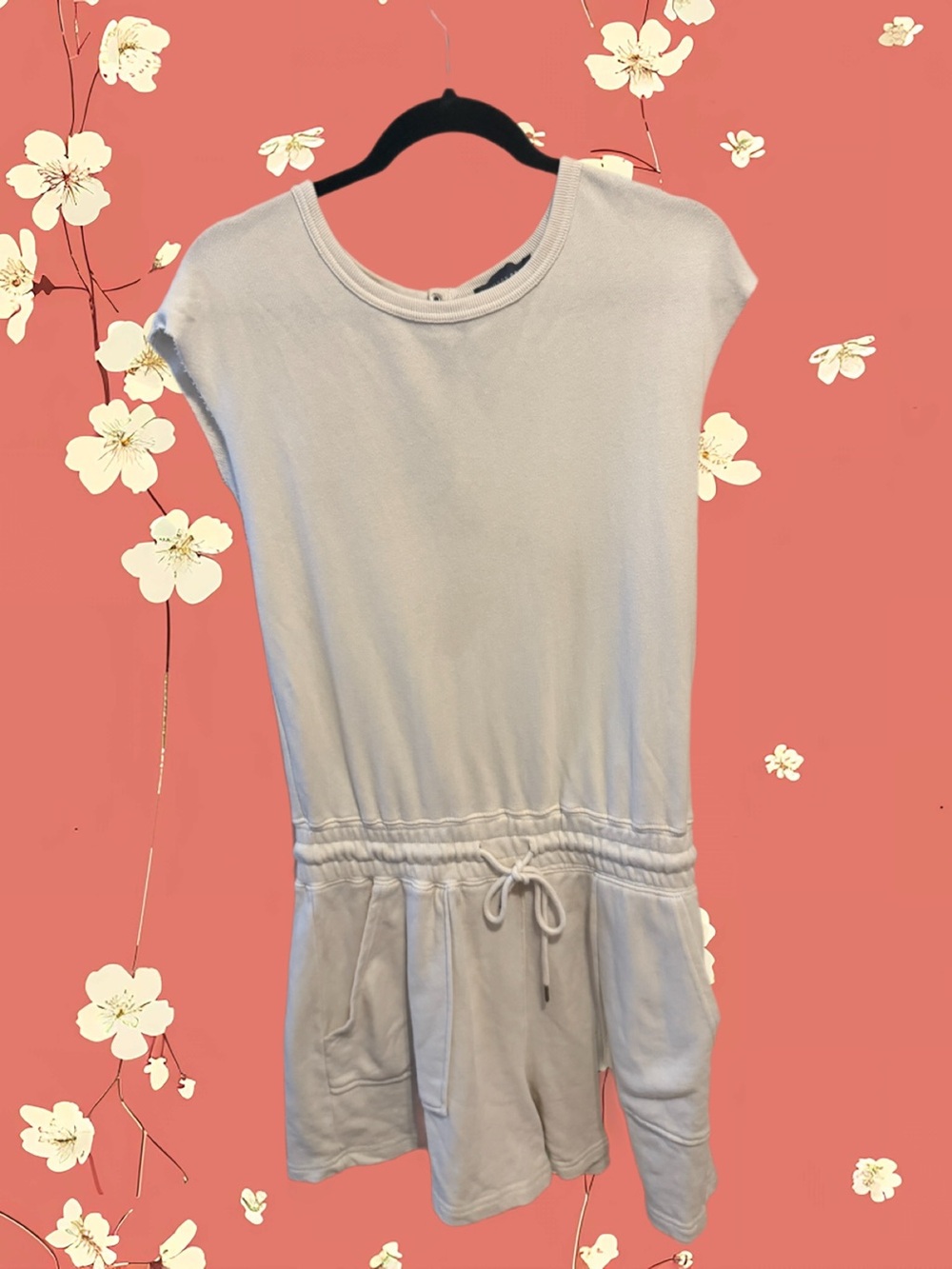 Women’s Casual Drawstring Romper in Light Gray